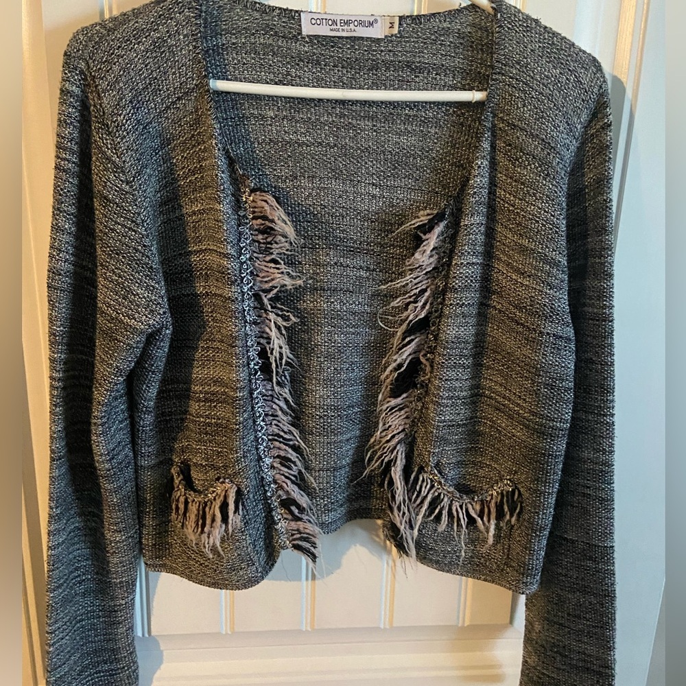 Cotton Emporium Gray Fringed Women's Sweater size medium